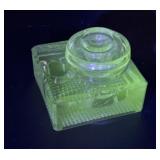 Antique TWNCO Clear Glass Square Inkwell