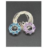 Two .925 sterling silver necklaces blue topaz &