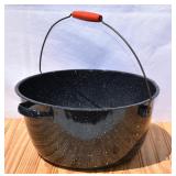 Vintage Black Enamel Graniteware Large Kettle