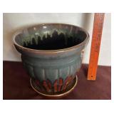 VTG Pottery Plant Pot Drip Glaze
