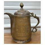 Antique copper etched pitcher *heavy