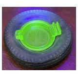 Glow glass U.S. Royal tires adversing ashtray