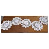 4 Large Antique Crocheted Doilies - Pink And