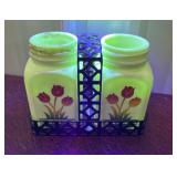 Glow glass Milk Glass Tulips Salt Pepper Shakers