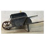 Wooden Wheelbarrow Old Blue Paint