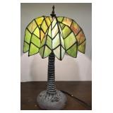 Tiffany-style stained glass palm tree table lamp
