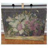 Oil on canvas lilacs - has damage