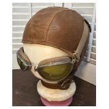 World War II period leather pilot helmet with