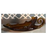 VTG MCM Brown Orange Slag Hand Blown Art Glass