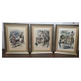 3pcs 'Williamsburg' by John Haymson signed art