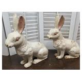 2 Rabbit Cast Iron Door Stops - Extremely Heavy