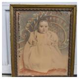 Antique Framed Baby Picture (some damage)