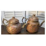 2 Vintage Copper Brass Kettles