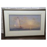 Signed Michael Keane sailboat scene 1990s