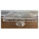 Unusual heavy cut glass cake plate. Beautiful!