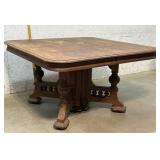 MASSIVE ornate Oak Split Pedestal Table