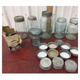 Mason and Altas old glass canning jars and lids