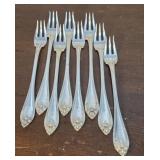 Set 6 sterling silver very ornate cocktail? Forks