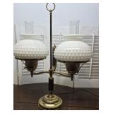 Classic Fenton Hobnail Double Globe Student Lamp