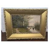 Gorgeous 1904 Martini painting of cows in gold