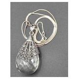 Huge sterling silver pendant necklace (chain &