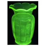 Tiffin Glass Uranium Vaseline green Vase