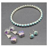 Southwest sterling silver bracelet and earrings