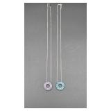 Two .925 sterling silver necklaces blue topaz &