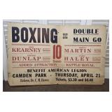 1920s 'Double Main Go' boxing event poster held
