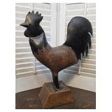 Carved Wood & iron primitive Rooster Sculpture