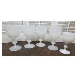 4 Vintage Portieux Opaline Wine Goblets with