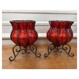 Pretty red glass candle holders.