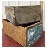 2 crates, Libby corn beef, and Bartlett pears