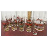 Hazel Atlas 'Pheasants' 8 glasses, ice bucket and