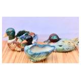 3 pc Vintage Duck Planters & Figurine