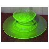 Glow glass uranium glass serving set