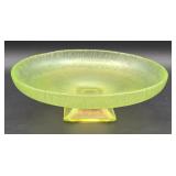 Vaseline iridescent stretch Glass Fenton? compote