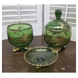 3 Pc Antique Colorado Glass early Victorian EAPG