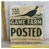 New York State Game Farm Sign (tin)