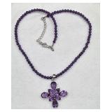 Sterling silver SL .925 purple amethyst cross