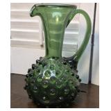 Green Empoli Verde Italy Hobnail Glass MCM
