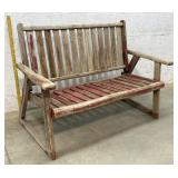 Adirondack Outdoor Bench w/ old red paint
