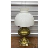Vintage Rayo hurricane Lamp w/white milk glass