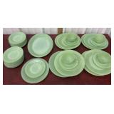 Jadeite plates, cups and saucers, tray etcï¿½