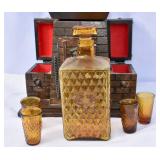 170's Wooden Castle Decanter Set with Decanter &