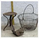 Egg Basket, Grain Scoop & Stool