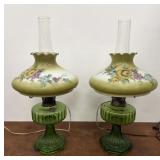 2 Aladdin lamps with green shades - Need rewriting
