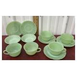 Jadeite FireKing cups and saucers small bowls