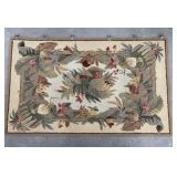 Pretty Wool hooked rug with clips for hanging on