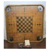 2 sided Carrom board with game pieces &